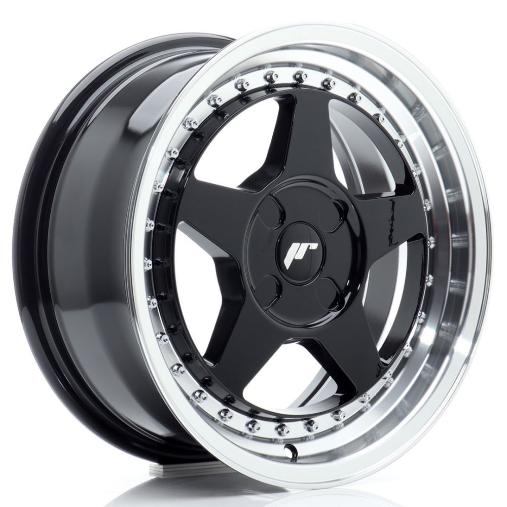 ALU PLATIŠČA JR Wheels JR6 16x7 ET20-35 4H BLANK Gloss Black w/Machined Lip