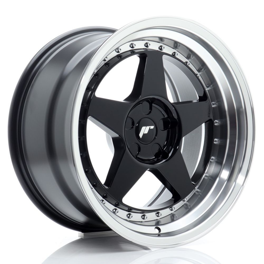 JR Wheels JR6 18x10 ET0-25 5H BLANK Gloss Black w/Machined Lip