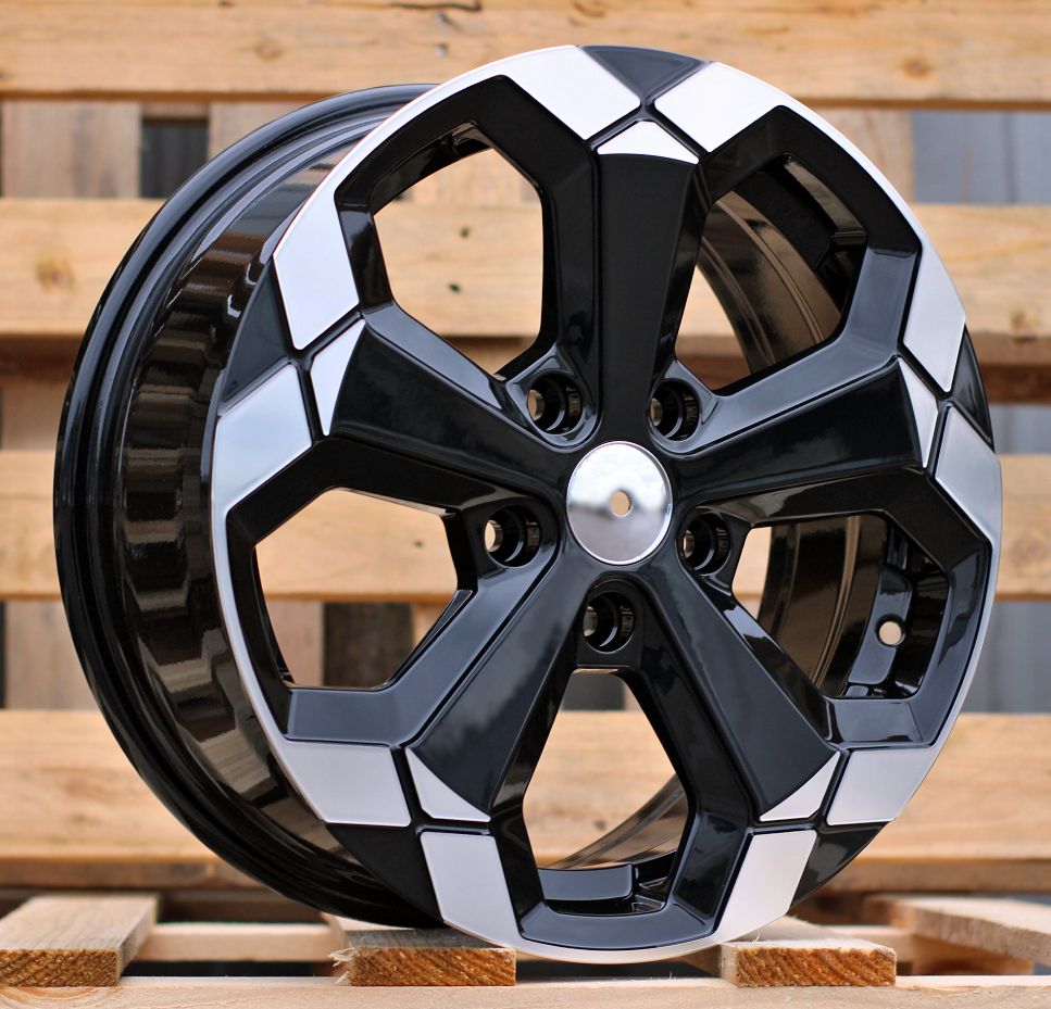 R16x6.5 5X114.3 ET 33 66.1 Y1274 Black Partial Polished (BP) For DACIA (L2) (NEw Model) 6.5x16 ET33 5x114.3