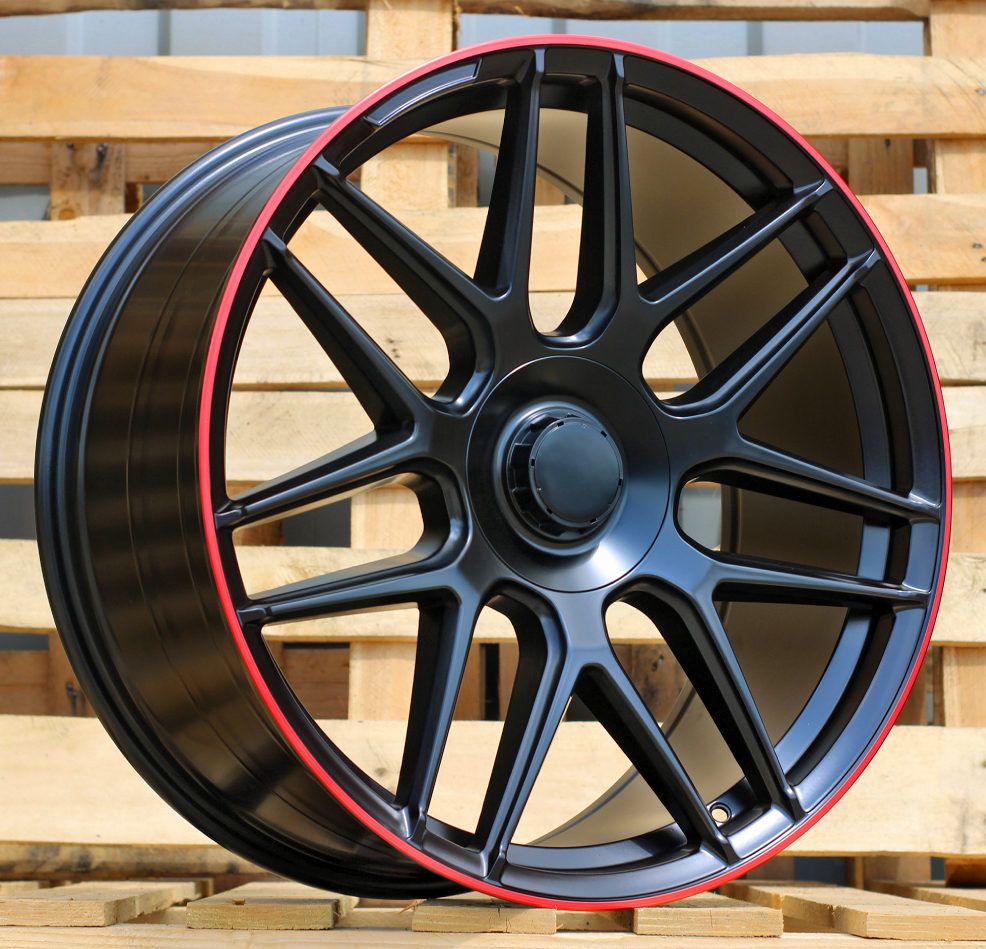 R22x10 5X130 ET 35 84.1 B5318 (IN7040) Black Matt+Red Lip (BMRL) For MER (P2) 10x22 ET35 5x130