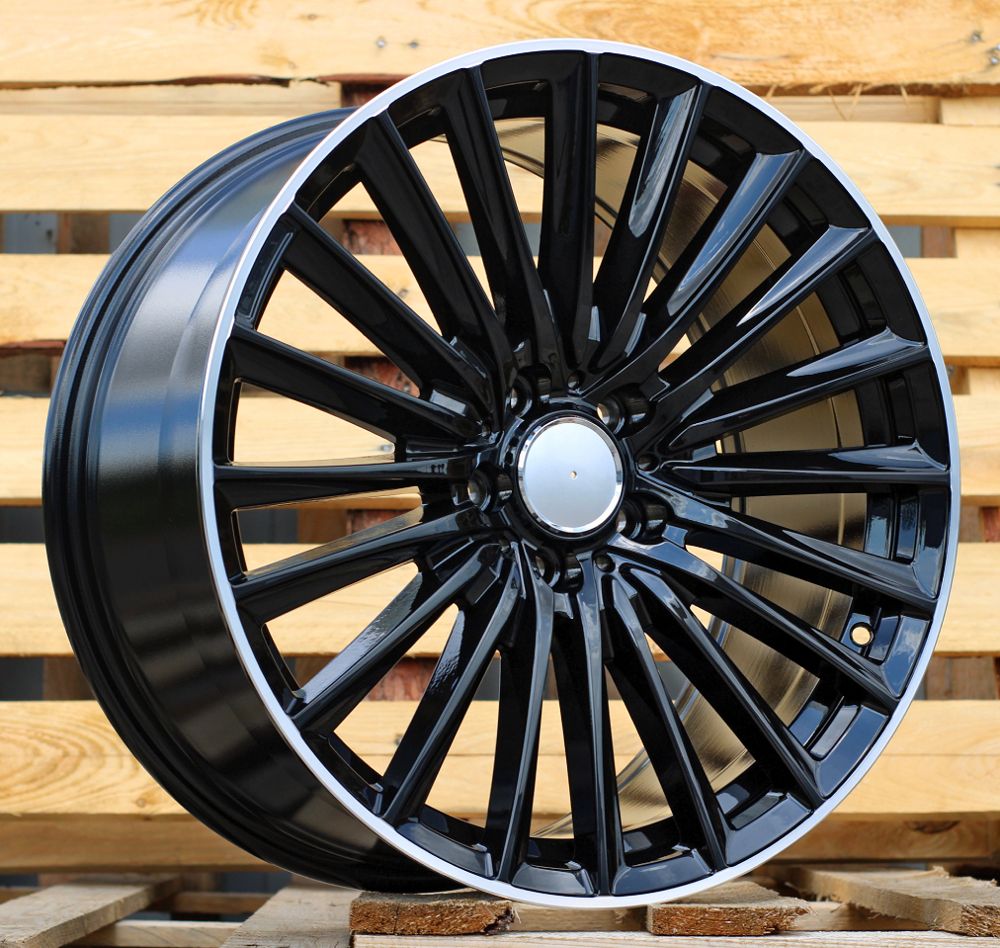 ALU PLATIŠČA R19x8 5X112 ET 43 66.6 B5909 Black+Polished Lip (BLPL) For MER (K4) 8x19 ET43 5x112