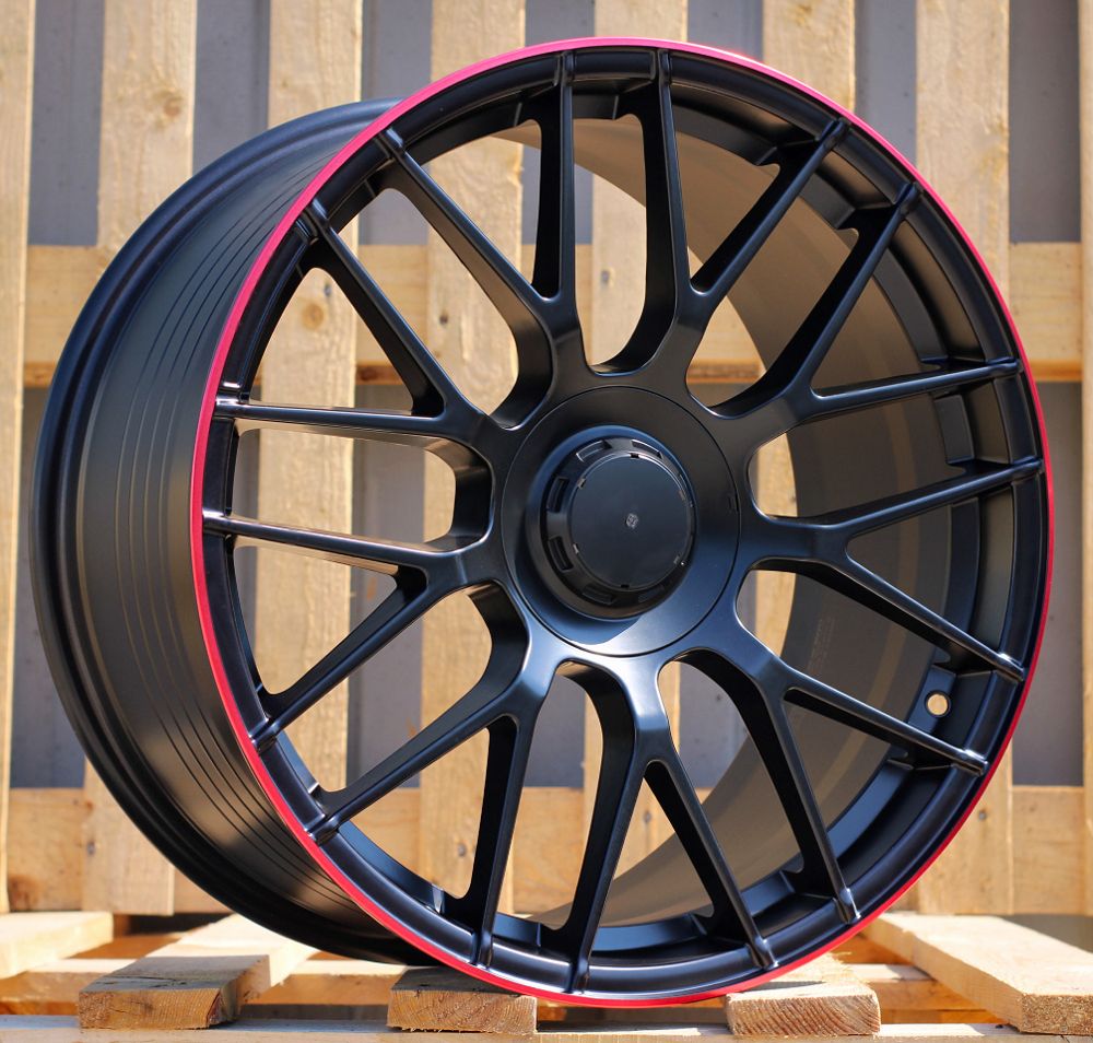 R18x8 5X112 ET 45 66.6 B1268 Black Half Matt+Red Lip (BLHMRL) For MER (Z3) 8x18 ET45 5x112